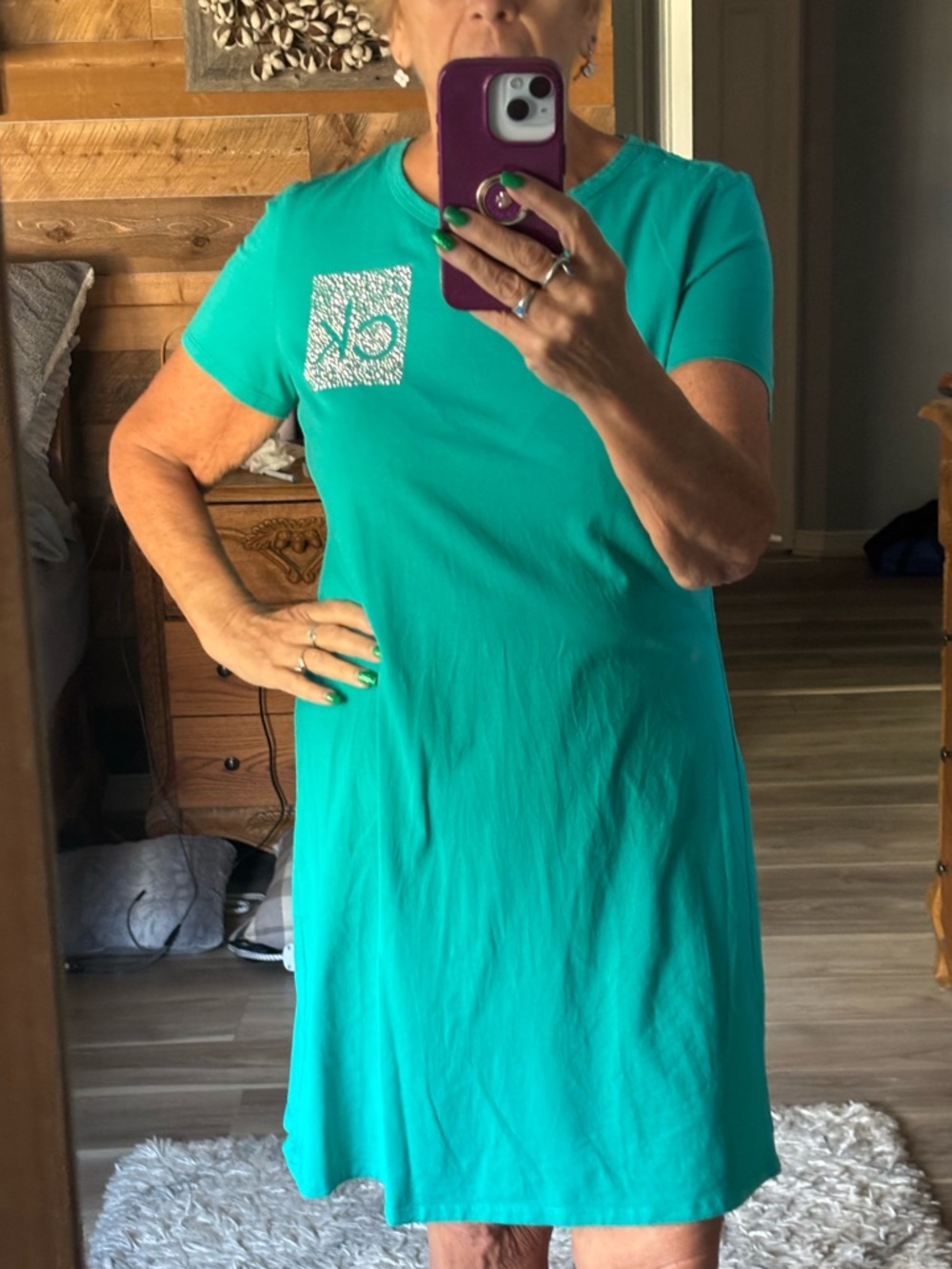 Calvin Klein Teal Short Sleeve T-Shirt Dress Size L